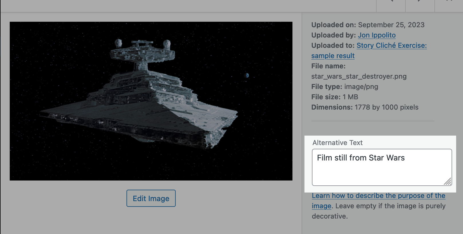 Alt Tag In Wordpress Star Wars